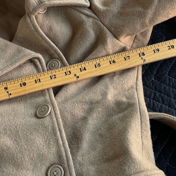 Old Navy Pea Coat Womens Extra Small XS Tan Button Up Belted Wool Blend Lined - Picture 9 of 11